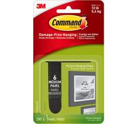 Command Medium Picture Hanging Strips-Black 6 Sets/Pkg