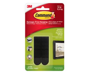 Command Black Medium Picture Hanging Strips - Pack of 4