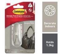 Command Brushed Nickel Designer Hook - Medium