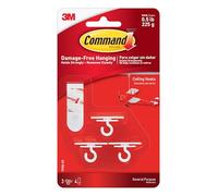 Command 17008 Ceiling Hook, up to 225 g, 3 Hook, 4 Strips