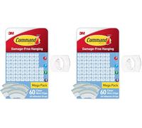 Command Clear Decorating Clips, Value Pack of 120 Transparent Clips and 68 Small Adhesive Strips - Little Hooks for Decorations and Fairy Lights - Damage Free Hanging - Packaging May Vary
