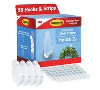 Command - Clear Hooks & Strips Plastic Medium 50 Hooks W/50 Adhesive Strips Per Carton "Product Category: Desk Accessories & Workspace Organizers/Wall