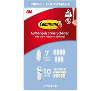 Command Clear Medium Hooks with Clear Strips, Multi pack of 7 Hooks + 10 Adhesive Strips - Indoor Use - Suitable for hanging items up to 900 g -