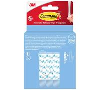 Command Clear Transparent Removable Adhesive Strips - Pack of 8 Large Wall Strips for Decorations and Fairy Lights - Damage-Free Hanging - No Tools Required - Holds up to 1.8kg