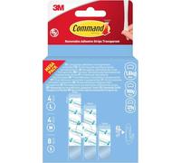 Command Clear Transparent Removable Adhesive Strips, Pack of 8 Small, 4 Medium, 4 Large, Wall Adhesive Strips for Decorations and Fairy Lights - Damage-Free Hanging, No Tools Required