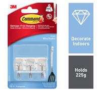 3M Command Utensil Hooks - Small, Clear - 3 Hooks & 4 Strips