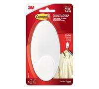 Command 17019-ES Clothes Hanger Hook, Pack of 1 Hook and 2 Adhesive Strips, White - Damage Free Hanging - Holds up to 3.4 kg