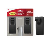 Command Curtain Rod Hooks [Removable]: 2 Hooks (Matte Black) / 2-Hooks