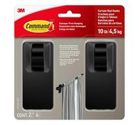 Command Curtain Rod Hooks [Removable]: 2 Hooks (Matte Black) / 2-Hooks