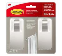 Command Curtain Rod Hooks [Removable]: 2 Hooks (Satin Nickel) / 2-Hooks