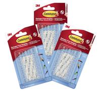 Command Decorating Clips Pack of 20 Mini Hooks and 24 Small Strips x 3 Pack- Hanging Clips for Christmas Decorations and Fairy Lights, Wall Adhesive - Damage Free (3)