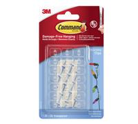 Command Decorating Clips Pack of 20 Mini Hooks and 24 Small Strips Transparent Hanging Clips for Decorations and Fairy Lights Wall Adhesive Dam