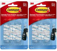 Command Decorating Hooks - Mini - Transparent - Multi Pack of 12 Hooks and 8 Strips for Indoor Use - Suitable for Hanging Items up to 225g - Great for Decorations and Light Weight Items