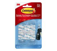 Command Decorating Hooks - Mini - Transparent - Multi Pack of 6 Hooks and 8 Strips for Indoor Use - Suitable for Hanging Items up to 225g - Great for Decorations and Light Weight Items