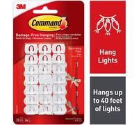 Command Decoration Clips for Christmas & Fairy Light - White (C-17026) - Damage-Free, Strong Hold, Easy to Apply & Remove