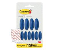 Command Designer Adhesive Hooks, Arctic Freeze Color - 10 Wall Hooks (4 Large, 6 Medium) & 16 Indoor Adhesive Strips (8 Large, 8 Medium) - Damage-Free