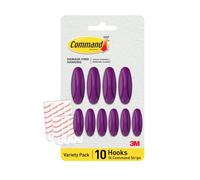 Command Designer Adhesive Hooks, Candied Plum Color - 10 Wall Hooks (4 Large, 6 Medium) & 16 Indoor Adhesive Strips (8 Large, 8 Medium) - Damage-Free Hanging, Decorating & Organizing