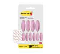 Command Designer Adhesive Hooks, Lilac Lemonade Color - 10 Wall Hooks (4 Large, 6 Medium) & 16 Indoor Adhesive Strips (8 Large, 8 Medium) - Damage-Free Hanging, Decorating & Organizing