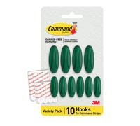 Command Designer Adhesive Hooks, Watermelon Color - 10 Wall Hooks (4 Large, 6 Medium) & 16 Indoor Adhesive Strips (8 Large, 8 Medium) - Damage-Free