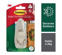 Outdoor Large Brushed Nickel, Metal Command Hook with Strips - For Hanging Outdoor Wreaths, Signs and Other Heavy Items 3M CLAW White One Size