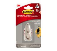 Command FC11-BN Small Brushed Nickel Hooks with Strips (Pack of 2, 1 Hook and 2 Small Adhesive Strips Each)