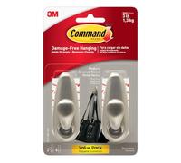 Command FC12-BN-2ES Medium Forever Classic Value Pack, Brushed Nickel, 2 Hooks, 4 Strips