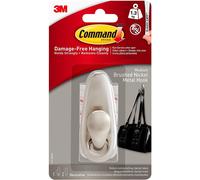 Command FC12-BN Adhesive Mount Metal Hook Medium Brushed Nickel Finish