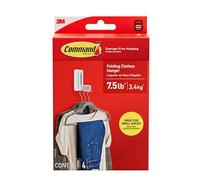 Command Folding Clothes Hanger, Holds up to 5 Hangers 7.5 lb, 1.5lbs per Rung, 1 Hook with 5 Rungs, 3 Strips, Closet Organizer, Home Organization