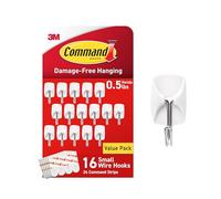Command GP067-16NA Small Wire Hardware, Silver, White, 16 Hooks