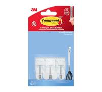 Command Hanging Hooks, 3 Clear Hooks with Metal Tips, 4 Adhesive Strips - Organize Without Holes and Drilling
