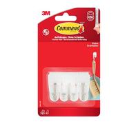 Command Hanging Hooks 3 Hooks with Metal Tips 4 Adhesive Strips White - Organize Without Holes and Drilling