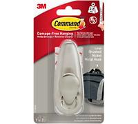 Command Large Forever Classic Brushed Nickel Metal Hook, Indoor use - 1 Hook and 2 Adhesive Strips - Organise Damage Free