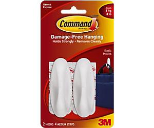 Command Hook Strips Non-permanent 2.86 x 4.76 x 7.94 cm White Pack of 2