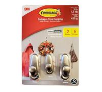 Command Indoor Outdoor Brushed Nickel Metal Hooks 3 Hooks 6 Strips 1 Small 2 Medium