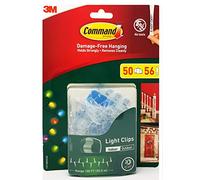 Command Indoor Outdoor Light Clips, 50 Clip Pack with 56 Adhesive Strips