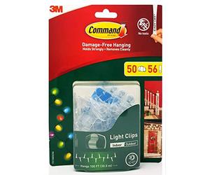 Command Indoor Outdoor Light Clips, 50 Clip Pack with 56 Adhesive Strips