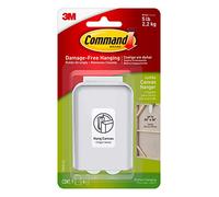 Command Jumbo Canvas Hanger Hook, Pack of 1 Hook and 4 Adhesive Strips, White - Damage Free Hanging - For Canvas Framed Pictures, Prints and Art - Holds up to 2.2kg
