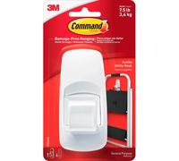 Command Jumbo Utility Hook, Pack of 1 Hook and 4 Adhesive Strips, White ,