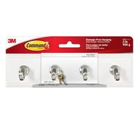 Command Key Rail, 1 Rail with 4 Hooks and 6 Adhesive Small Strips, Removable for Entryway or Hallway, Hang Keys, Hats, Dog Leashes, and Accessories - Damage Free Hanging