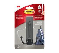 Command Large Double Hook, Matte Black - 1 Hook, 1 Adhesive Strip - Hanger for Bags, Clothes and Other Accessories for Wall or Door - No Holes - Holds up to 1.8 kg