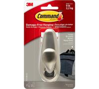 Command Large Forever Classic Brushed Nickel Metal Hook, Indoor use - 1 Hook and 2 Adhesive Strips - Organise Damage Free