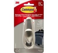 Command Large Forever Classic Brushed Nickel Metal Hook, Indoor use - 1 Hook and 2 Adhesive Strips - Organise Damage Free
