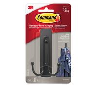 Command Large Matte Black Double Hook Indoor use 1 Metal Large Hook and 1
