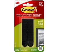 Command Large Picture Hanging Strips - 4 Pairs (8 Strips) Adhesive Strips, Black - Damage Free Hanging - for Posters, Pictures, Frames and Mirrors, Wall Décor and Signs - Holds up to 7.2kg