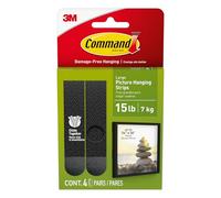 Command Large Picture Hanging Strips - 4 Pairs (8 Strips) Adhesive Strips, Black - Damage Free Hanging - for Posters, Pictures, Frames and Mirrors, Wall Décor and Signs - Holds up to 7.2kg