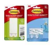 Command Large Picture Hanging Strips, Adhesive Strips, White - Damage Free Hanging & Small Hooks with Clear Strips, Pack of 2 Hooks + 4 Adhesive Strips, Transparent - Indoor Use