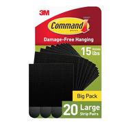 Command Large Picture Hanging Strips, Damage Free Hanging Picture Hangers, No Tools Wall Hanging Strips for Christmas Decorations, 20 Black Adhesive Strip Pairs (40 Strips)