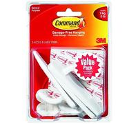 Command Large Plastic Utility Hook, White, 3-Hooks, 6-Strips (17003-3ES)