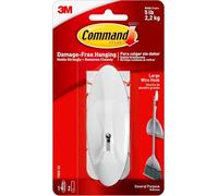 Command Large Wire Hook, White - 1 Hook and 2 Adhesive Strips - Removable and Suitable for Various Surfaces - Damage Free Hanging - Holds up to 2.2kg