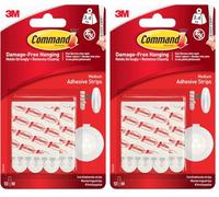 Command Medium Adhesive and Mounting Refill Strips, 10 Strips - Damage Free Hanging - Holds up to 3.4 kg, White (Pack of 2)